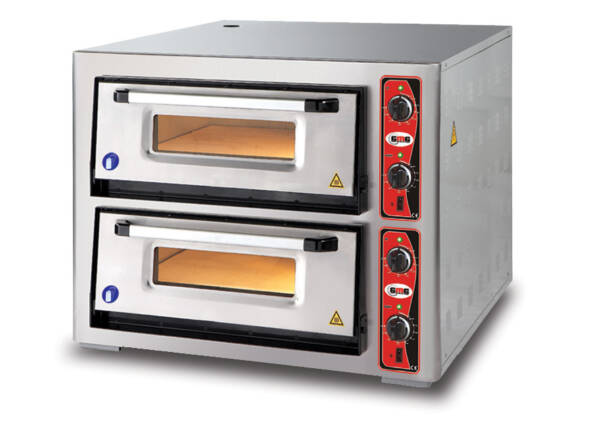 GMG - Pizzaofen PF7070 DE  elektrisch - 4+4x Ø34cm | 10 kW | 400V - Edelstahl 2 Backkammern